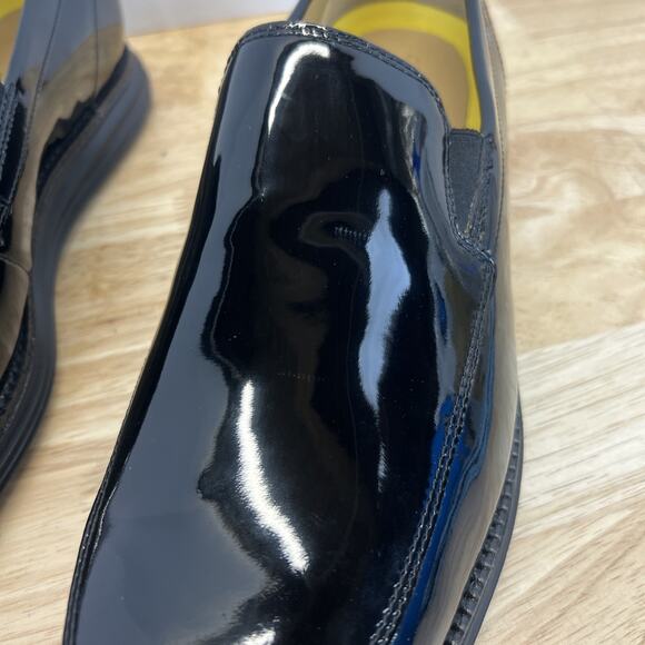 Cole Haan Loafers Black Patent Leather Slip On Grand.OS Lunargrand Size 10.5